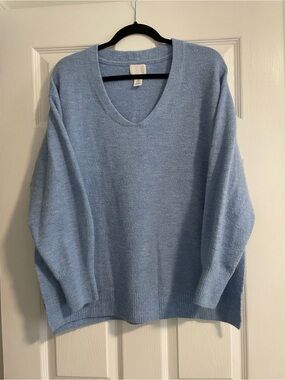 H&M Cozy Light Blue V-Neck Sweater
